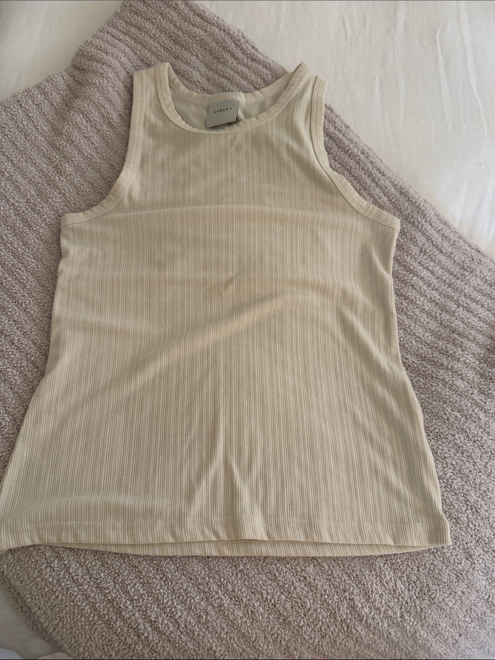 Varley Cream Ribbed Tank Top - Sleeveless Women’s Tank
